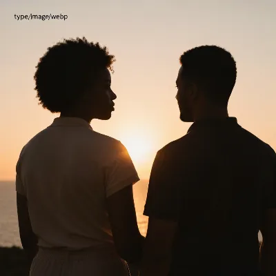 Couple looking at a sunset together
