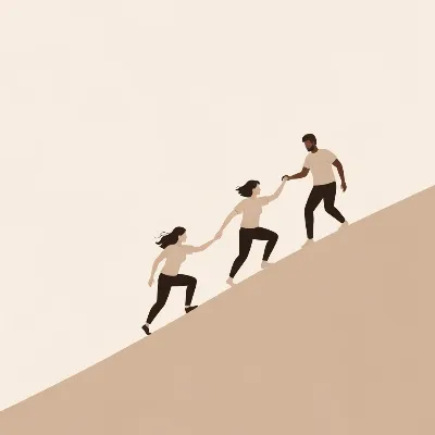 Couple overcoming an obstacle together