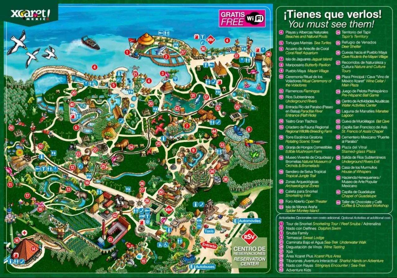 Xcaret park map How to avoid getting lost! Xcaret Smart Shopping Tips