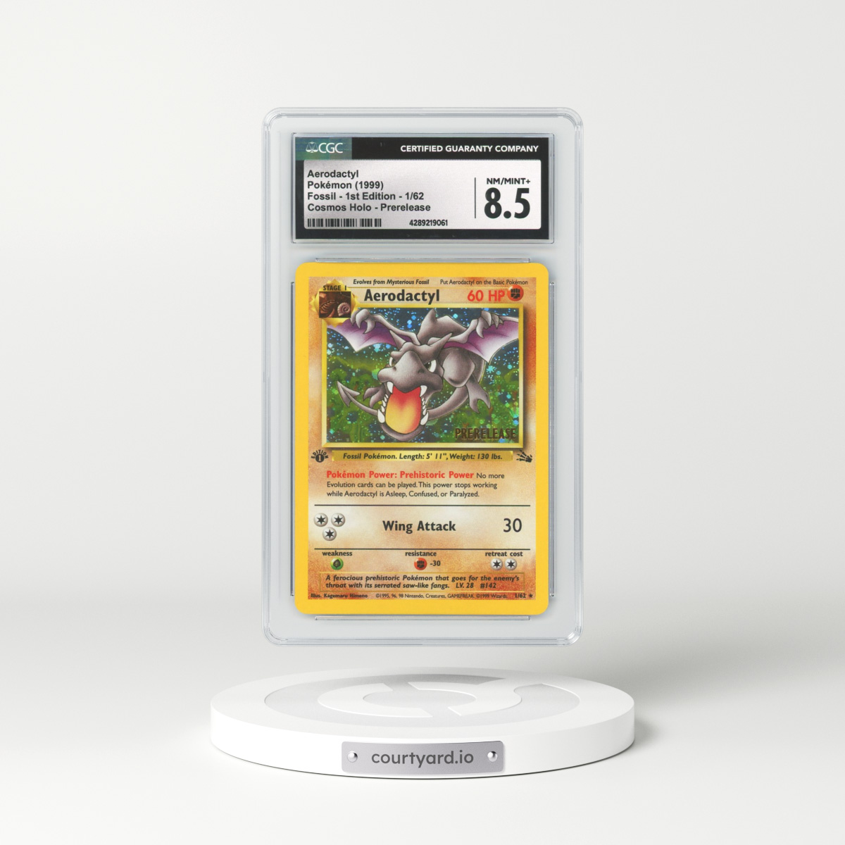 Aerodactyl 1999 Pokemon Fossil 1st Edition #1 Holo Pre-Release (PSA 9)