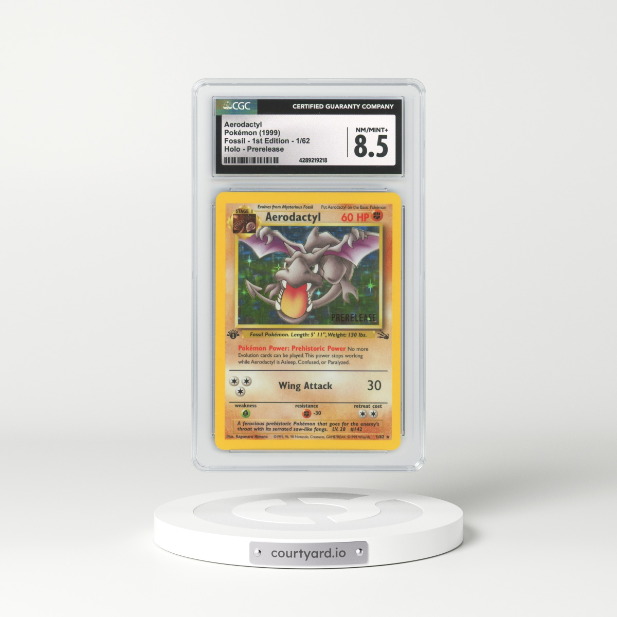 Aerodactyl 1999 Pokemon TCG Fossil 1st Edition Prerelease #1