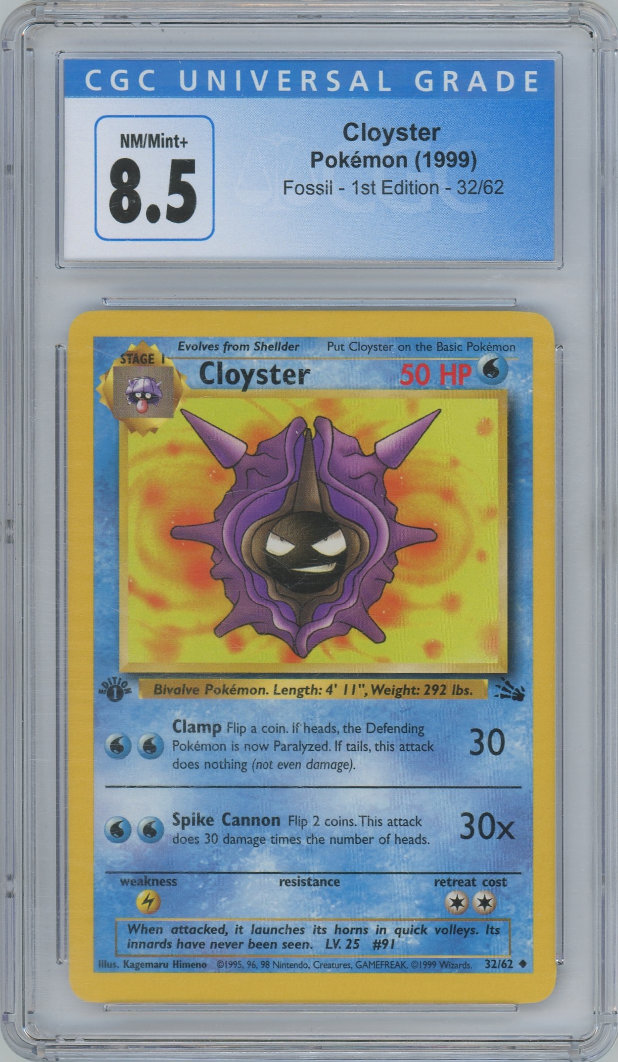 1st Edition Shellder And Cloyster Pokémon Card Evolution Set Near