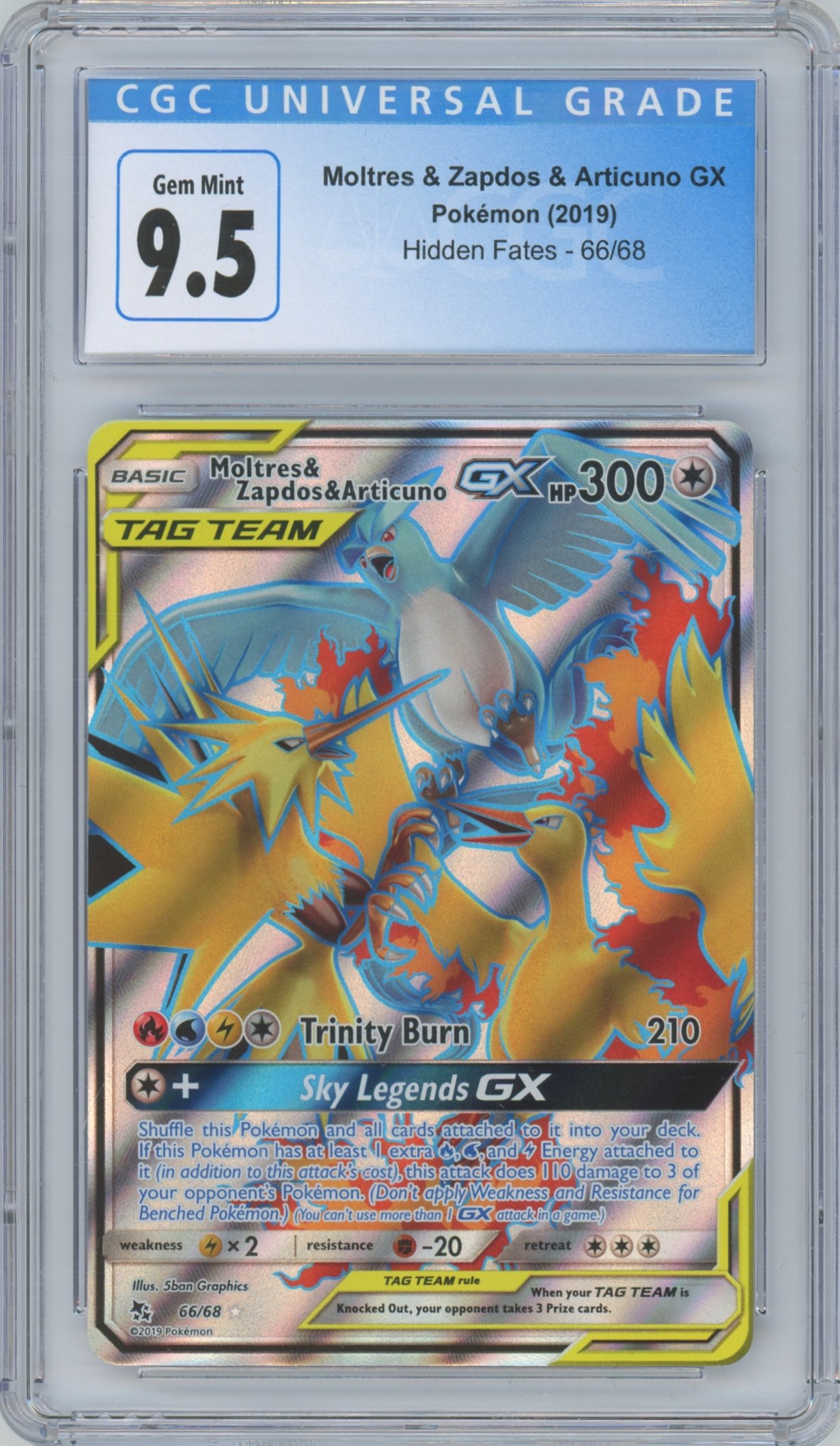 Pokemon Sun & Moon Hidden Fates Moltres & Zapdos & Articuno GX Single Promo  Card (CGC - Gem Mint 9.5 (3918075012))