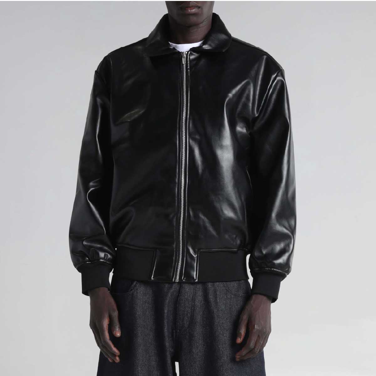SHAKA WEAR シャカウェア PU Leather Collared Varsity Jacket (品番SWPULCVJ)
