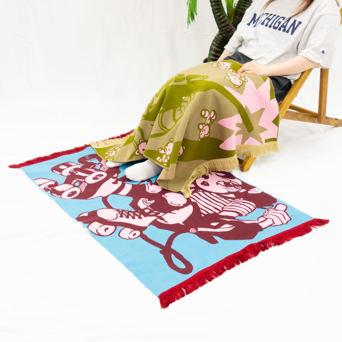 CORNER PRINTING | オリジナル編み総柄ラグブランケット(品番CPKN-006)