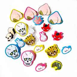 アクリルクリップバッジ (5cm×5cm) (5個セット) (品番ACR-B05)