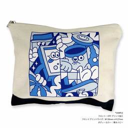 Trade Works トレードワークス 8.0 oz カラー帯付 ライトキャンバス ナチュラル フラットポーチ Mサイズ (品番TR-1068)