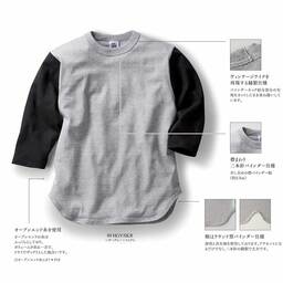 CROSS & STITCH クロスアンドスティッチ 6.2 oz オープンエンド 3/4スリーブ ベースボールTシャツ (品番OE1230)