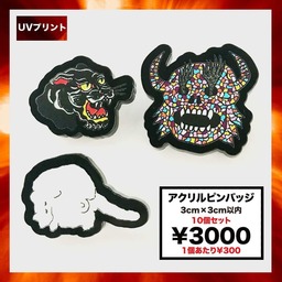 アクリルピンバッジ (3cm×3cm以内) (10個セット) (品番ACR-P03