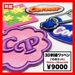 3D刺繍ワッペン 80mm × 80mm以内 (10枚セット) (品番WAP-80-10)