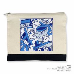 Trade Works トレードワークス 8.0 oz カラー帯付 ライトキャンバス ナチュラル フラットポーチ Mサイズ (品番TR-1068)