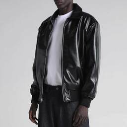 SHAKA WEAR シャカウェア PU Leather Collared Varsity Jacket (品番SWPULCVJ)