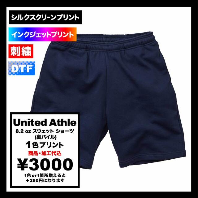 United Athle ユナイテッドアスレ 8.2 oz スウェット ショーツ (裏パイル) (品番5199-01)