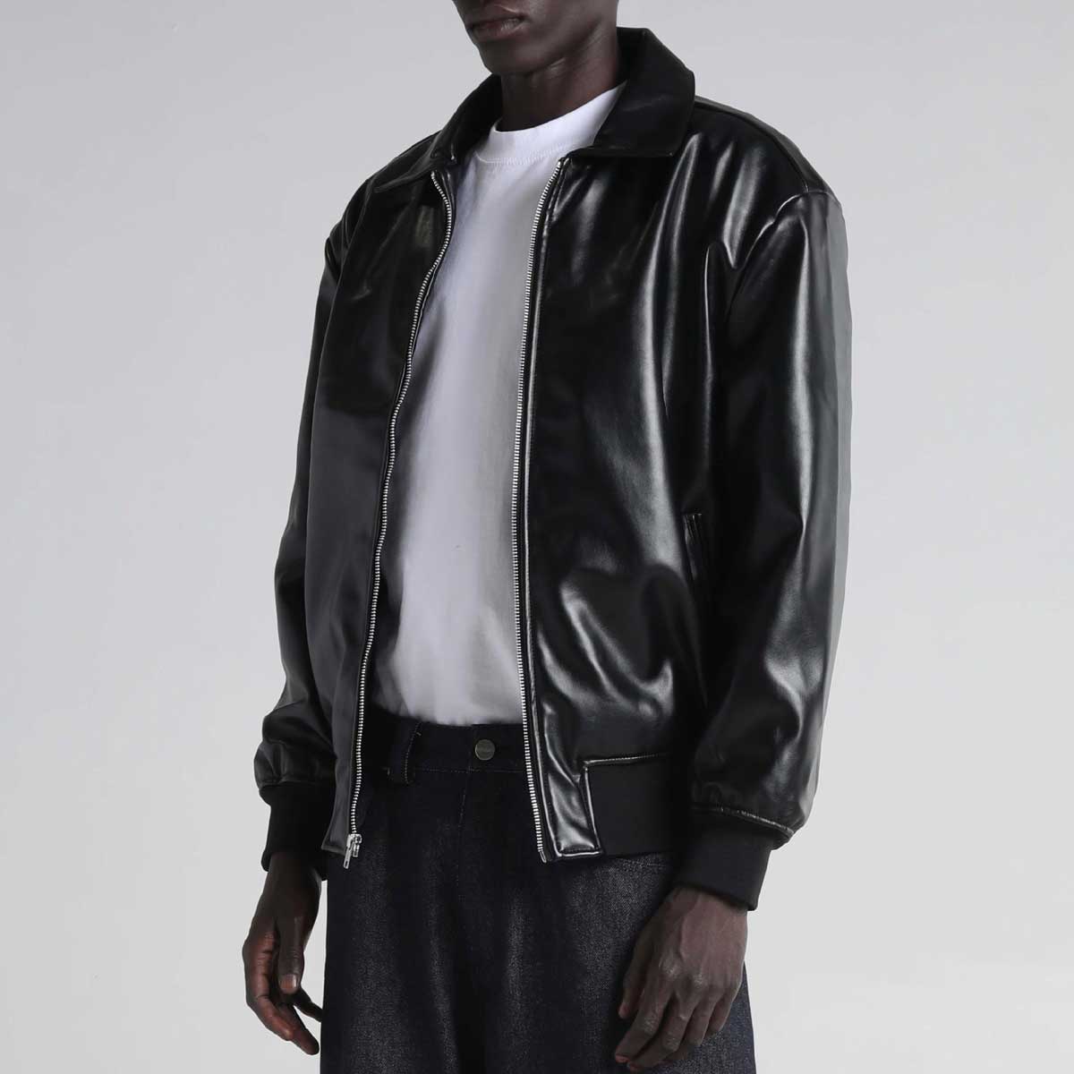 SHAKA WEAR シャカウェア PU Leather Collared Varsity Jacket (品番SWPULCVJ)