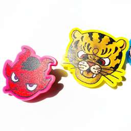 アクリルクリップバッジ (6cm×6cm) (5個セット) (品番ACR-B06)