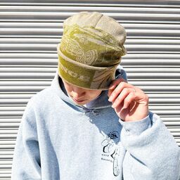 オリジナル編み総柄ダブルカフビーニー (品番CPKN-004)