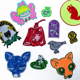グリッター刺繍ワッペン 80mm×80mm以内 (10枚セット) (品番WAP-80-13)