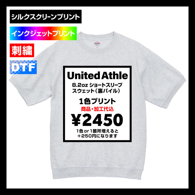 United Athle ユナイテッドアスレ 8.2oz ショートスリーブ スウェット (裏パイル) (品番5198-01)