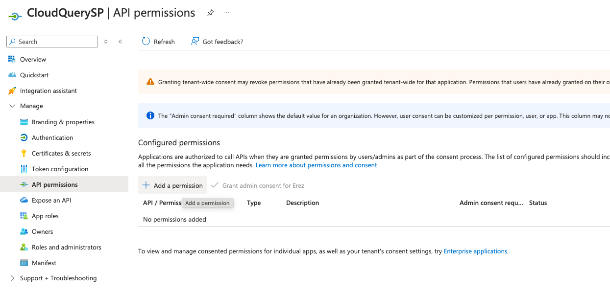 API permissions