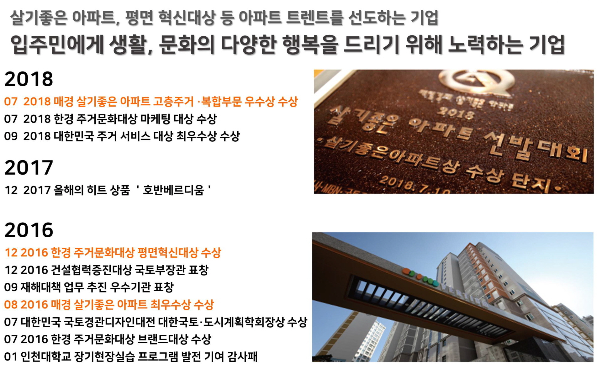 경산하양지구호반베르디움 수상실적