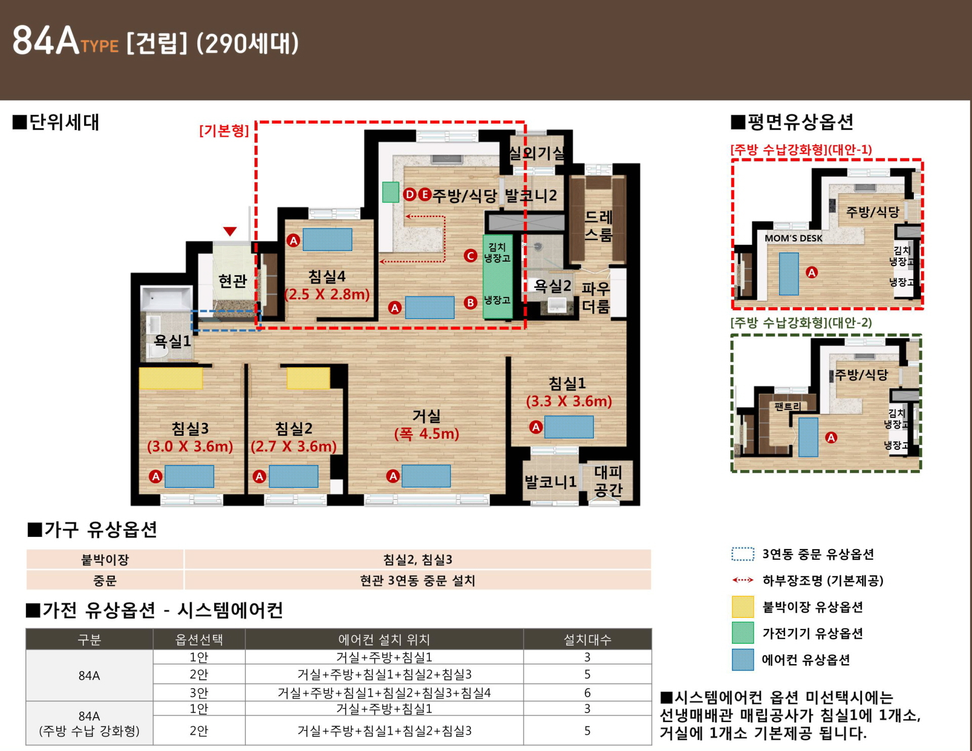 e편한세상 광진 84㎡A_TYPE 가구 옵션