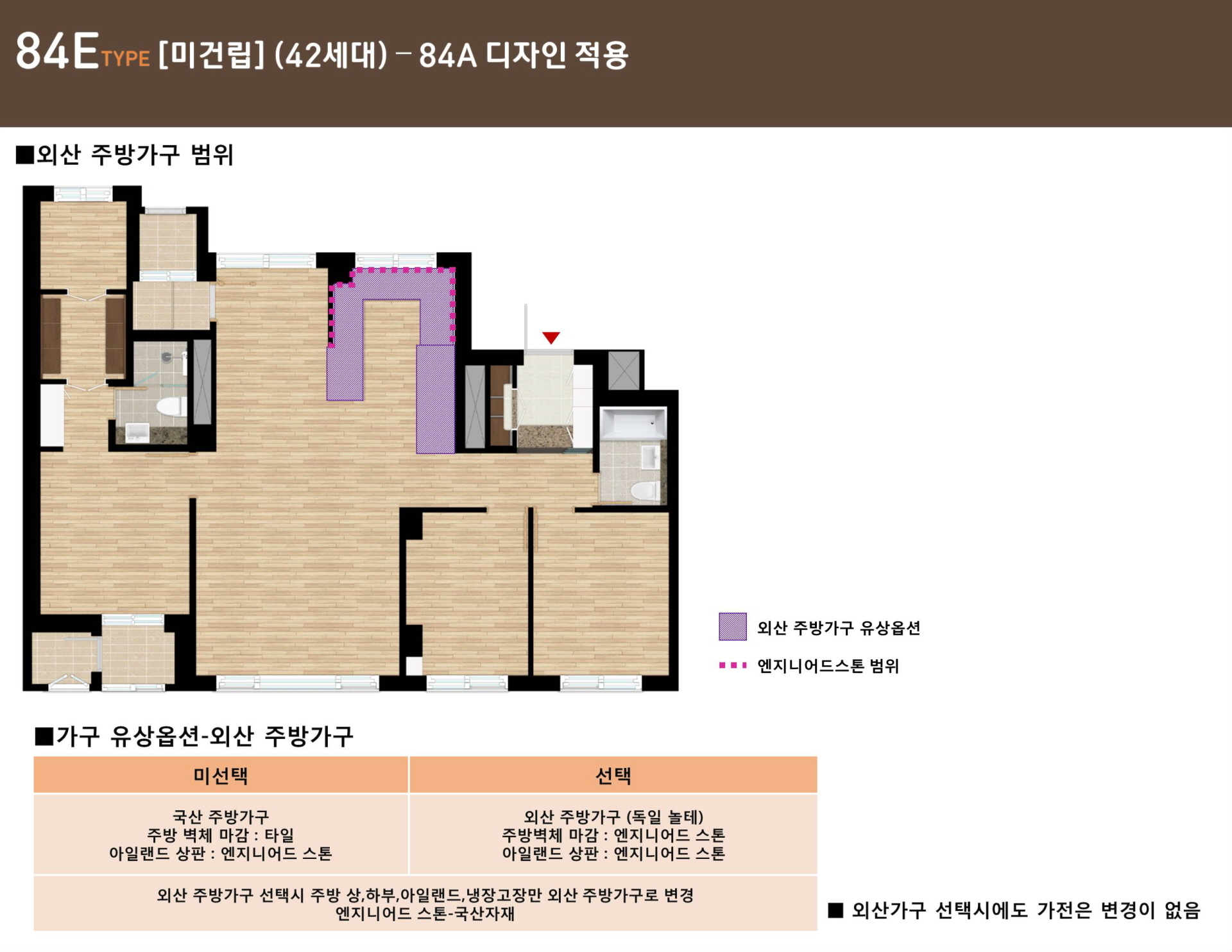 e편한세상 광진 84㎡E_TYPE 외산 주방가구 범위