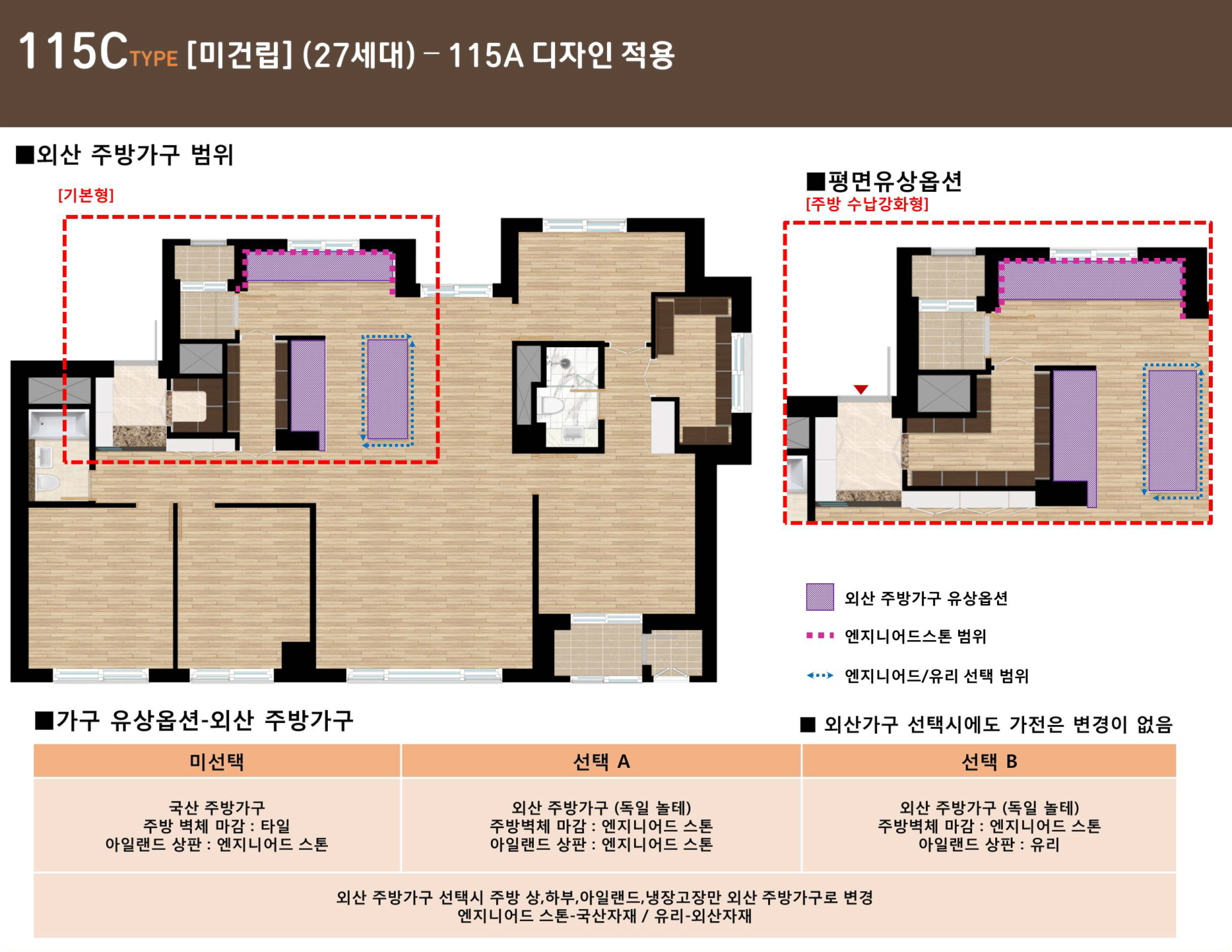 e편한세상 광진 115㎡C_TYPE 외산 주방가구 범위