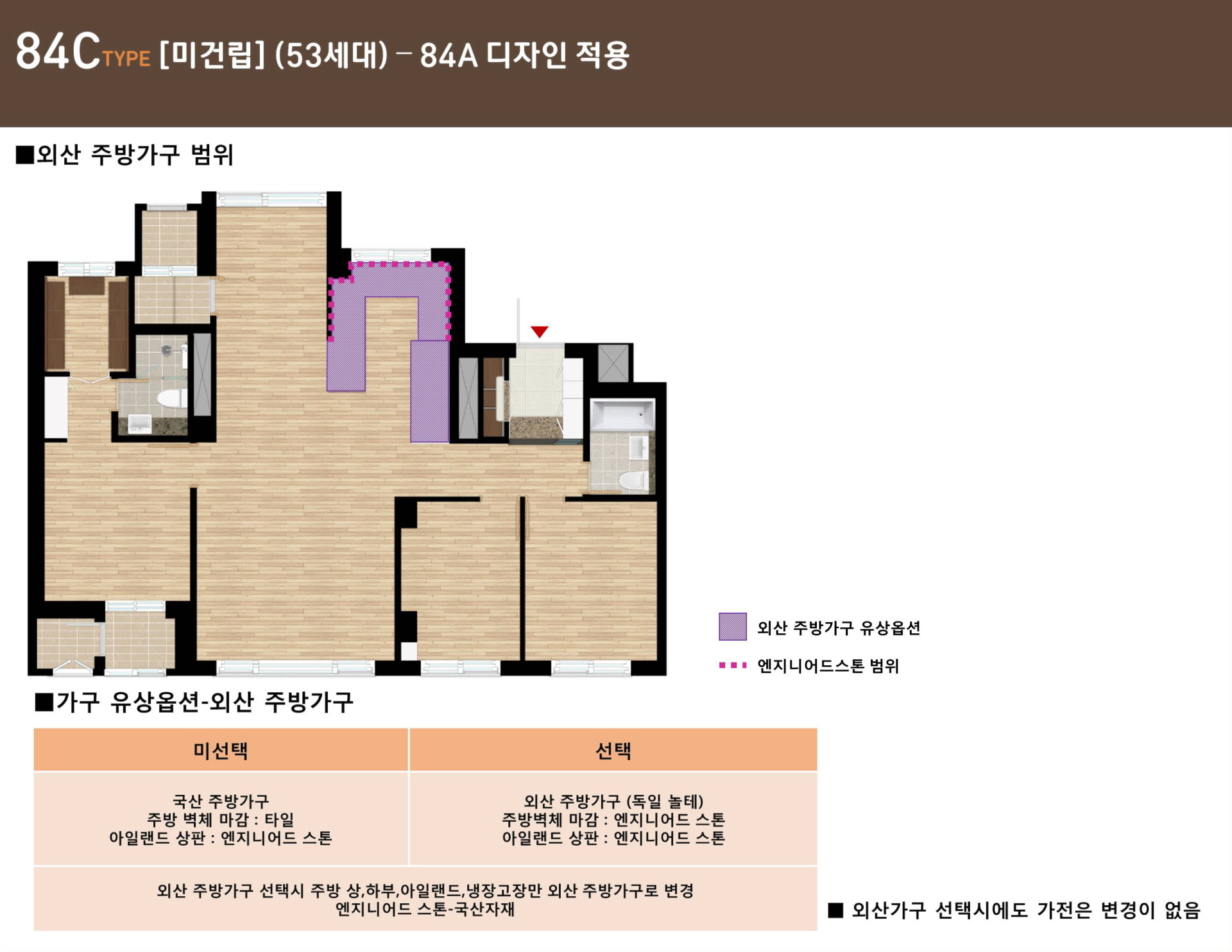 이편한세상 광진 84㎡C_TYPE[미건립] (53세대)‌‌ 외산 주방가구 범위