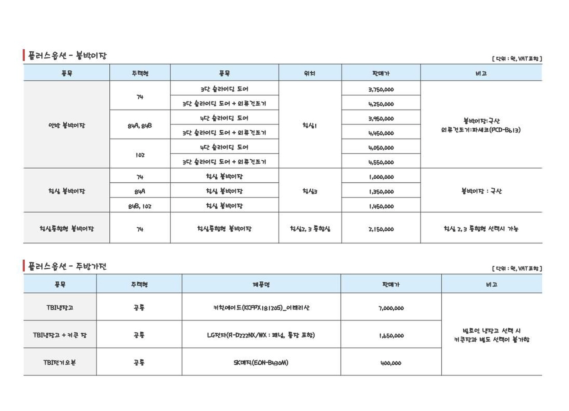 김포사우스카이타운 1 붙박이