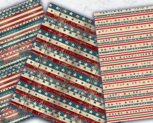 Vintage American Flag Red White and Blue Seamless Pattern, Watercolor Digital Scrapbooking Paper, Stevie Design, Patriotic Printable Paper