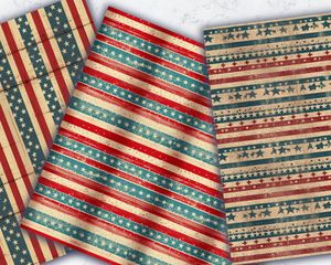 Vintage American Flag Red White and Blue Seamless Pattern, Watercolor Digital Scrapbooking Paper, Stevie Design, Patriotic Printable Paper