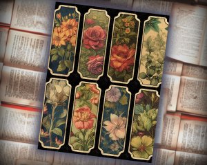 12 papers | Antique Floral Blank Labels Scrapbooking Papers | Vintage Design for Invitations, Digital Planners, Junk Journals