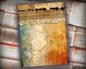 15 papers | Vintage Scrapbooking Paper Bundle, Antique Color Junk Journal Kit, Shabby Chic Printable Pages, Distressed Old Paper Texture