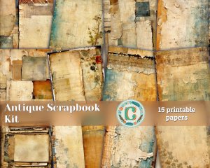 15 papers | Vintage Scrapbooking Paper Bundle, Antique Color Junk Journal Kit, Shabby Chic Printable Pages, Distressed Old Paper Texture