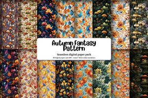 Beautiful Autumn Watercolor Seamless Pattern with Intricate Fantasy Designs - Digital Paper for Crafts, Scrapbooking, and More!