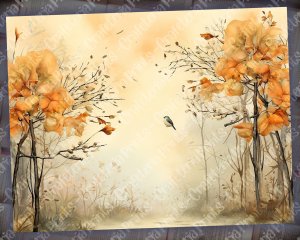 Watercolor Autumn Forest Digital Junk Journal Background, Fairy Forest Collage Printable, Nature Journal Paper, Forest Background