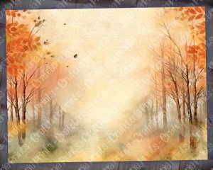 Watercolor Autumn Forest Digital Junk Journal Background, Fairy Forest Collage Printable, Nature Journal Paper, Forest Background