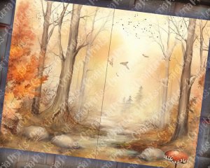 Watercolor Autumn Forest Digital Junk Journal Background, Fairy Forest Collage Printable, Nature Journal Paper, Forest Background