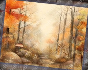 Watercolor Autumn Forest Junk Journal Background | Printable Collage Paper | Shabby Chic Ephemera | Digital Planner | Invitations & More