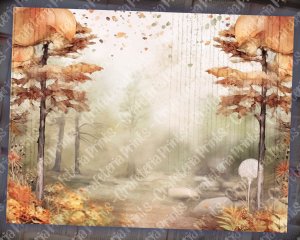 Watercolor Autumn Forest Junk Journal Background | Printable Collage Paper | Shabby Chic Ephemera | Digital Planner | Invitations & More