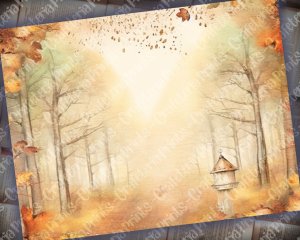 Watercolor Autumn Forest Junk Journal Background | Printable Collage Paper | Shabby Chic Ephemera | Digital Planner | Invitations & More