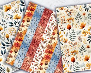 Autumn Digital Print Fall Digital Paper Patterns Seamless Paper, Watercolor Illustration Style, Elegant Seasonal Art, Scrapbooking Supplies