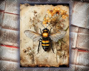 Bee and Honey Vibe Junk Journal Digital Papers for Scrapbooking, Invitations, Planners - Shabby Chic Ephemera, Journaling, Junk Journals