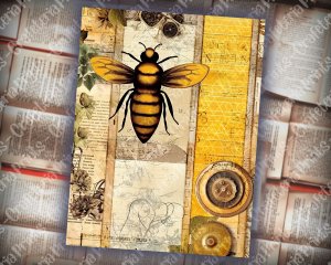 Bee and Honey Vibe Junk Journal Digital Papers for Scrapbooking, Invitations, Planners - Shabby Chic Ephemera, Journaling, Junk Journals