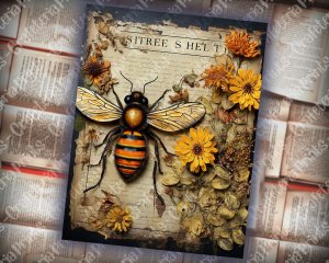 Bee and Honey Vibe Junk Journal Digital Papers for Scrapbooking, Invitations, Planners - Shabby Chic Ephemera, Journaling, Junk Journals