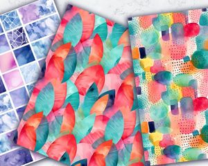 Set of 20 High Quality Texture Bold Background Digital Pattern Papers for Scrapbooking, Card Making, and Crafts - Instant Download