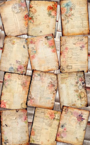 12 papers | Caligraphy Themed Junk Journal Kit, Printable Scrapbooking Pages with Intricate Details and Fairy Tale Watercolor Illustrations