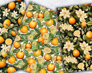 Colorful Cartoon Orange and Lemon Seamless Digital Pattern Paper - Instant Download, Commercial Use, Printable Background, Scrapbooking