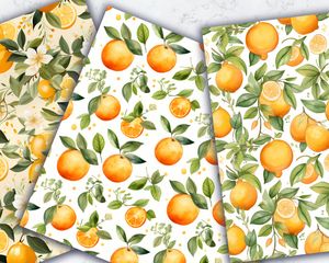 Colorful Cartoon Orange and Lemon Seamless Digital Pattern Paper - Instant Download, Commercial Use, Printable Background, Scrapbooking