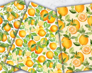 Colorful Cartoon Orange and Lemon Seamless Digital Pattern Paper - Instant Download, Commercial Use, Printable Background, Scrapbooking